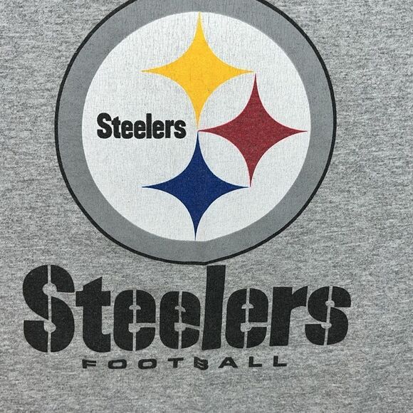 Mens Pittsburgh Steelers Big Logo Gray NFL Sleeveless Tank T Jersey Shirt L 💪 - Picture 3 of 3